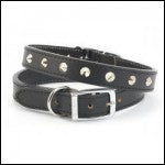 Ancol Leather Collar Studded Black 39-48cm