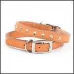 Ancol Leather Collar Studded Tan 28-36cm